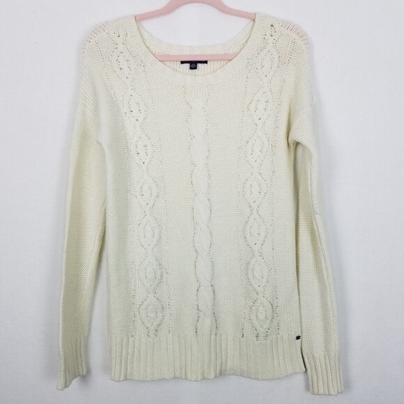American Eagle Outfitters Sweaters - American Eagle Cream Cable Knit Sparkle Sweater M